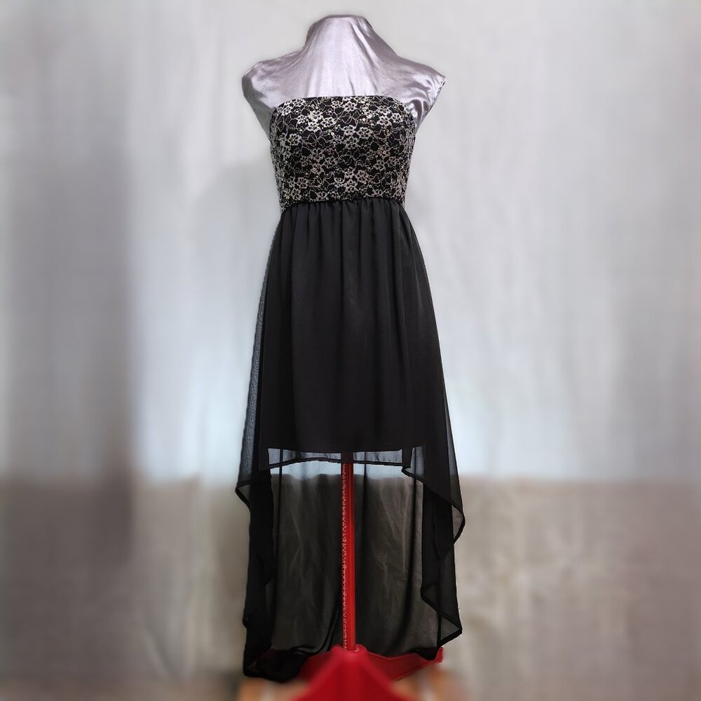 Black & Silver Strapless Cocktail Dress